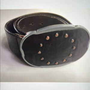 Vintage Gap Italian Brown Belt Genuine Leather Studded Medium Bull Buckle Brown